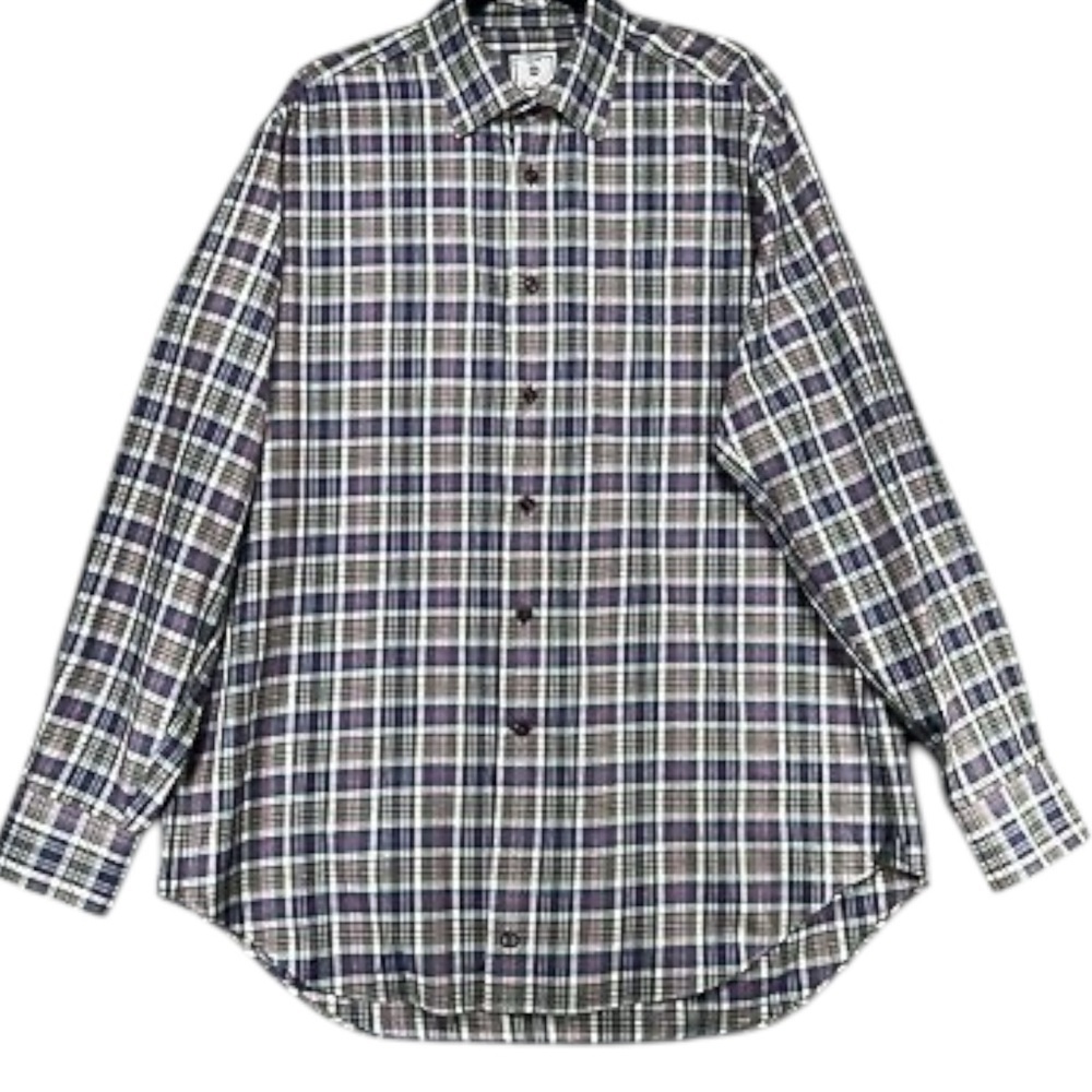 David Donahue big and tall XXL Gray Pink Blue Plaid Button Down Dress Shirt - Picture 8 of 11